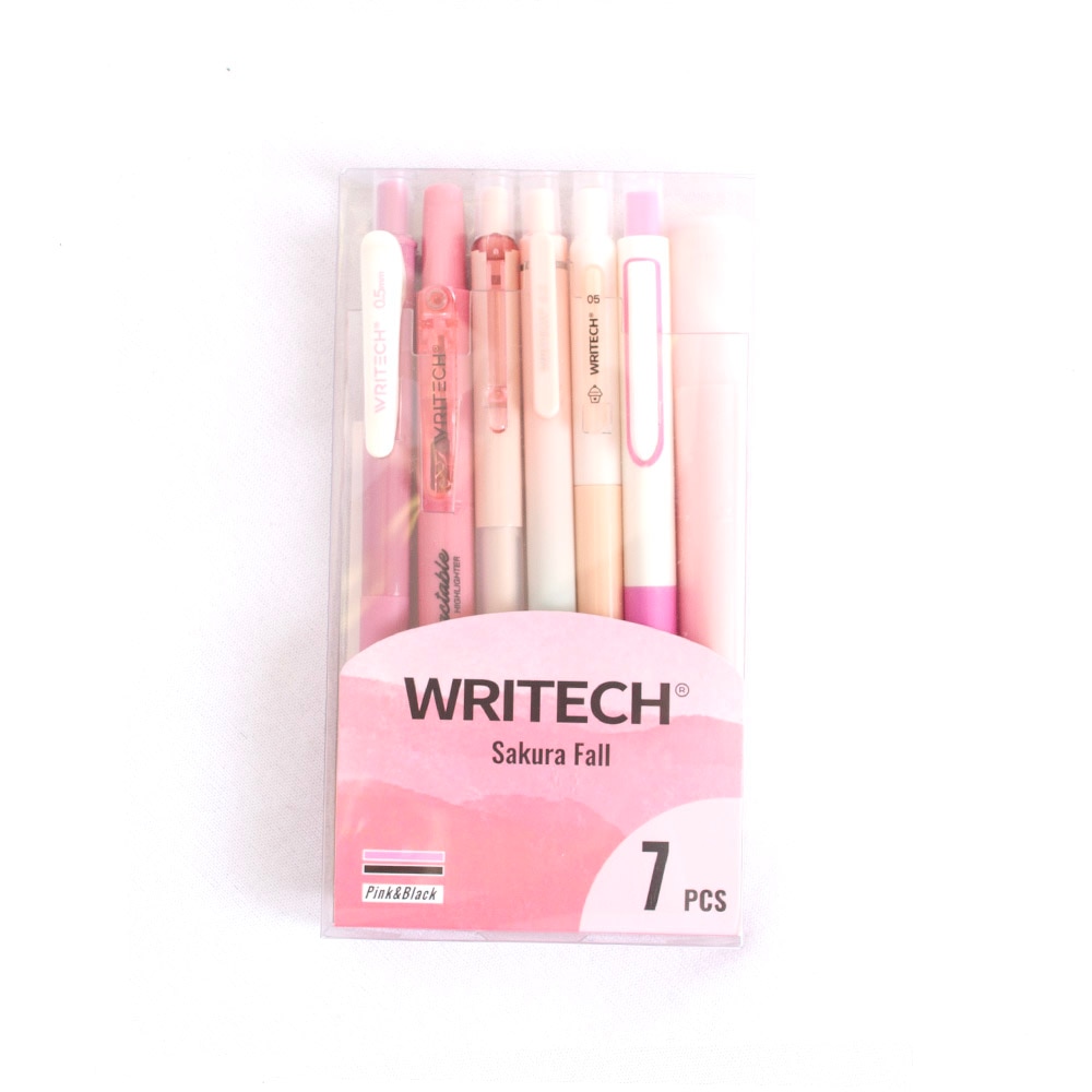 Writech, Pen & Pencil Sets, Art & School, 7 Piece, Journaling Kit, 5 Gel Pens, 2 Highlighters, Sakura Fall, 836229